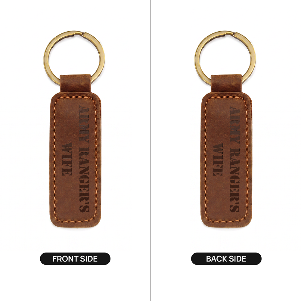 Army Ranger's Wife - Engraved Leather Keychain