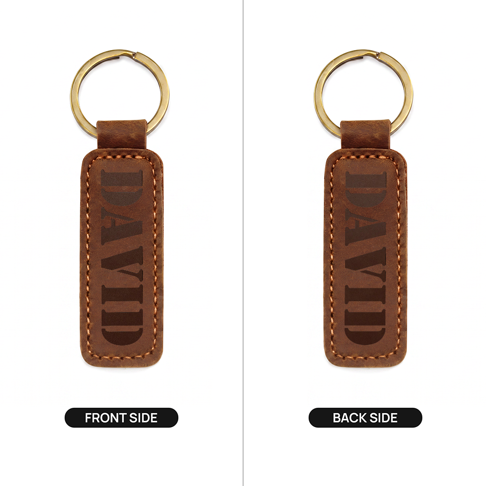 David - Engraved Leather Keychain
