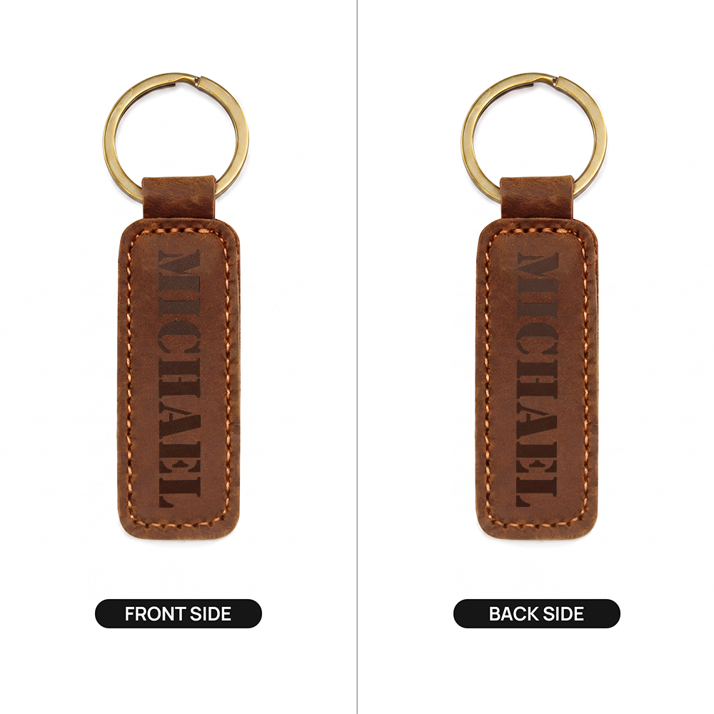 Michael - Engraved Leather Keychain