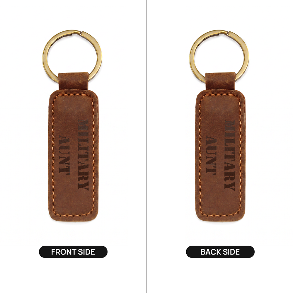 Military Aunt - Engraved Leather Keychain