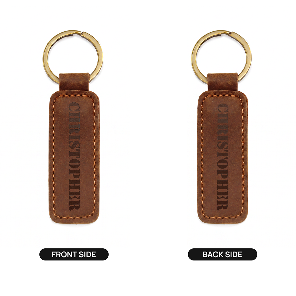 Christopher - Engraved Leather Keychain