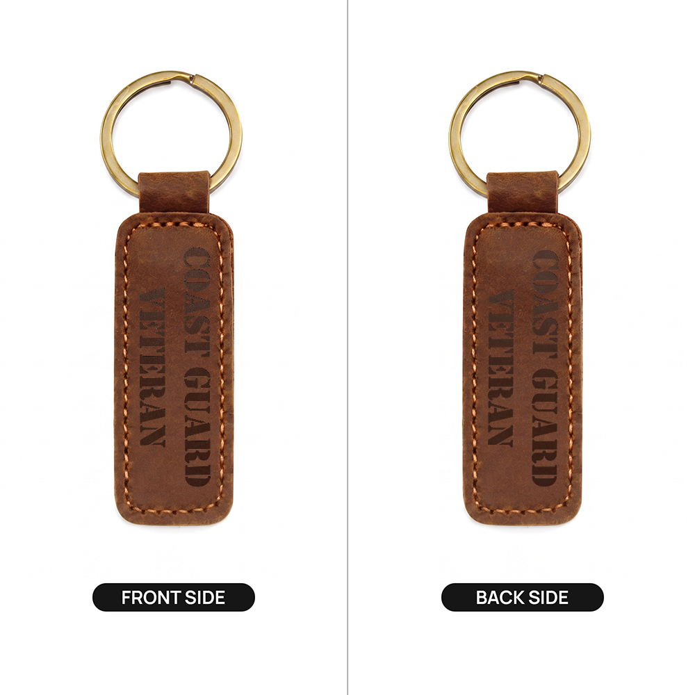 Coast Guard Veteran - Engraved Leather Keychain