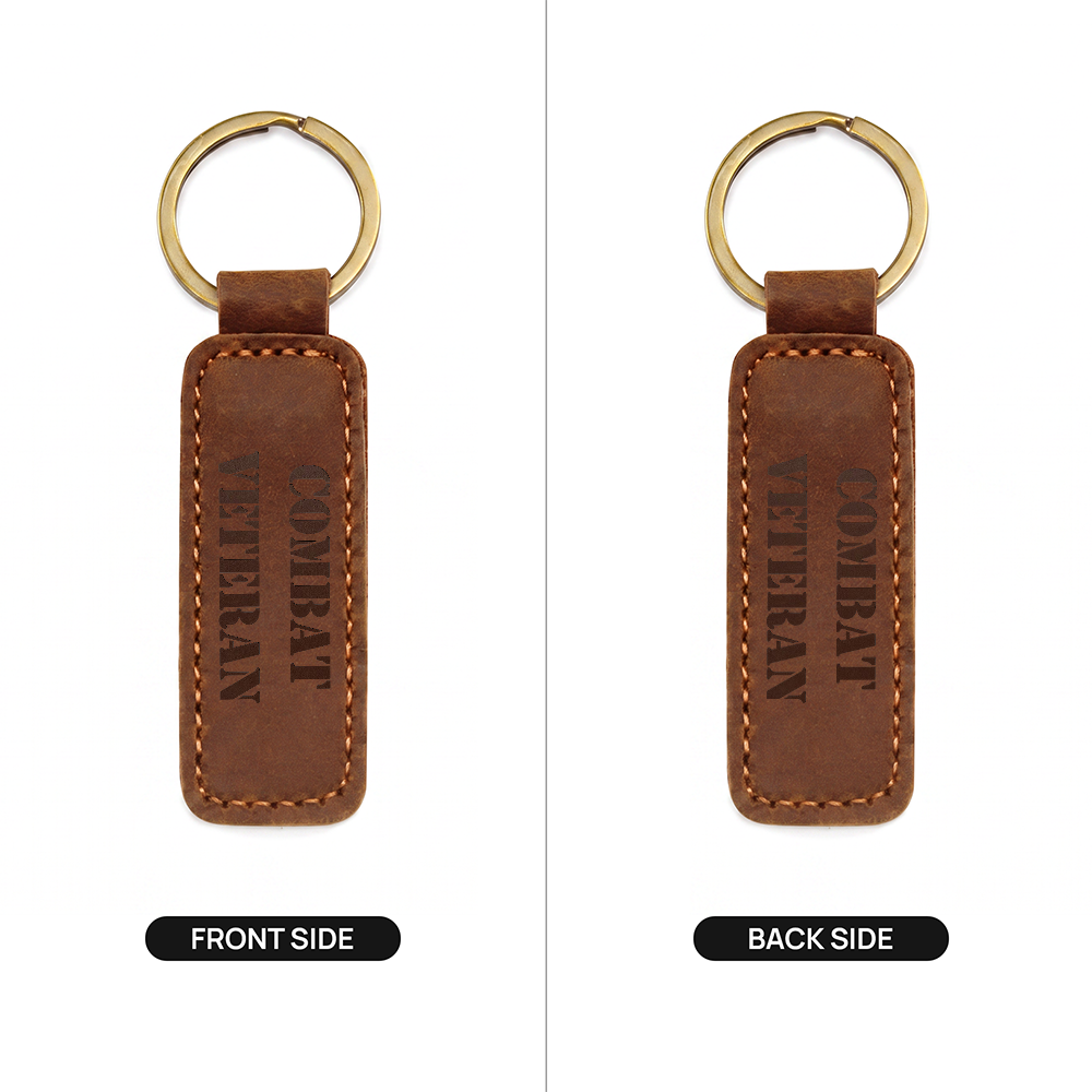 Combat Veteran - Engraved Leather Keychain