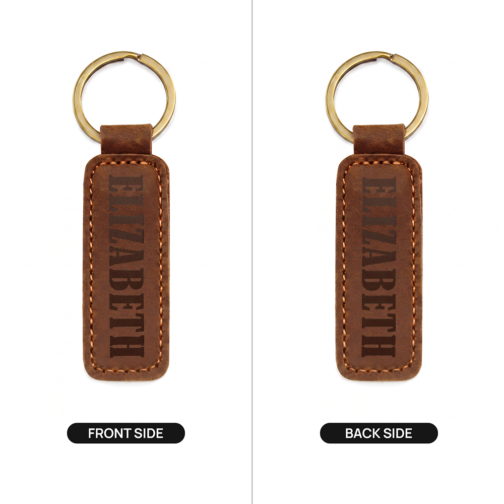 Elizabeth - Engraved Leather Keychain