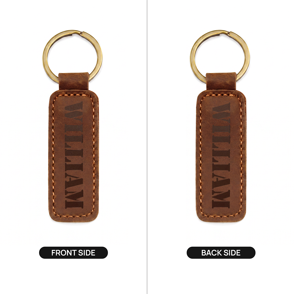William - Engraved Leather Keychain
