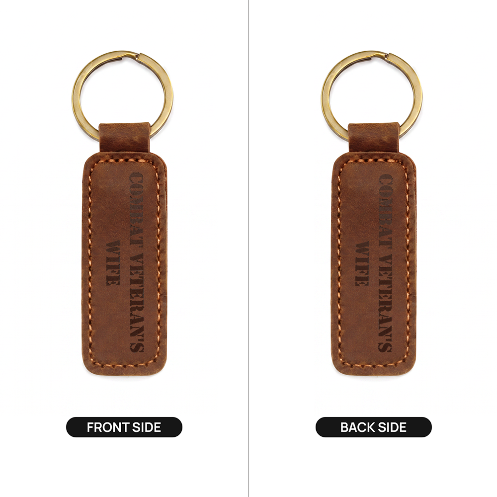 Combat Veteran's Wife - Engraved Leather Keychain