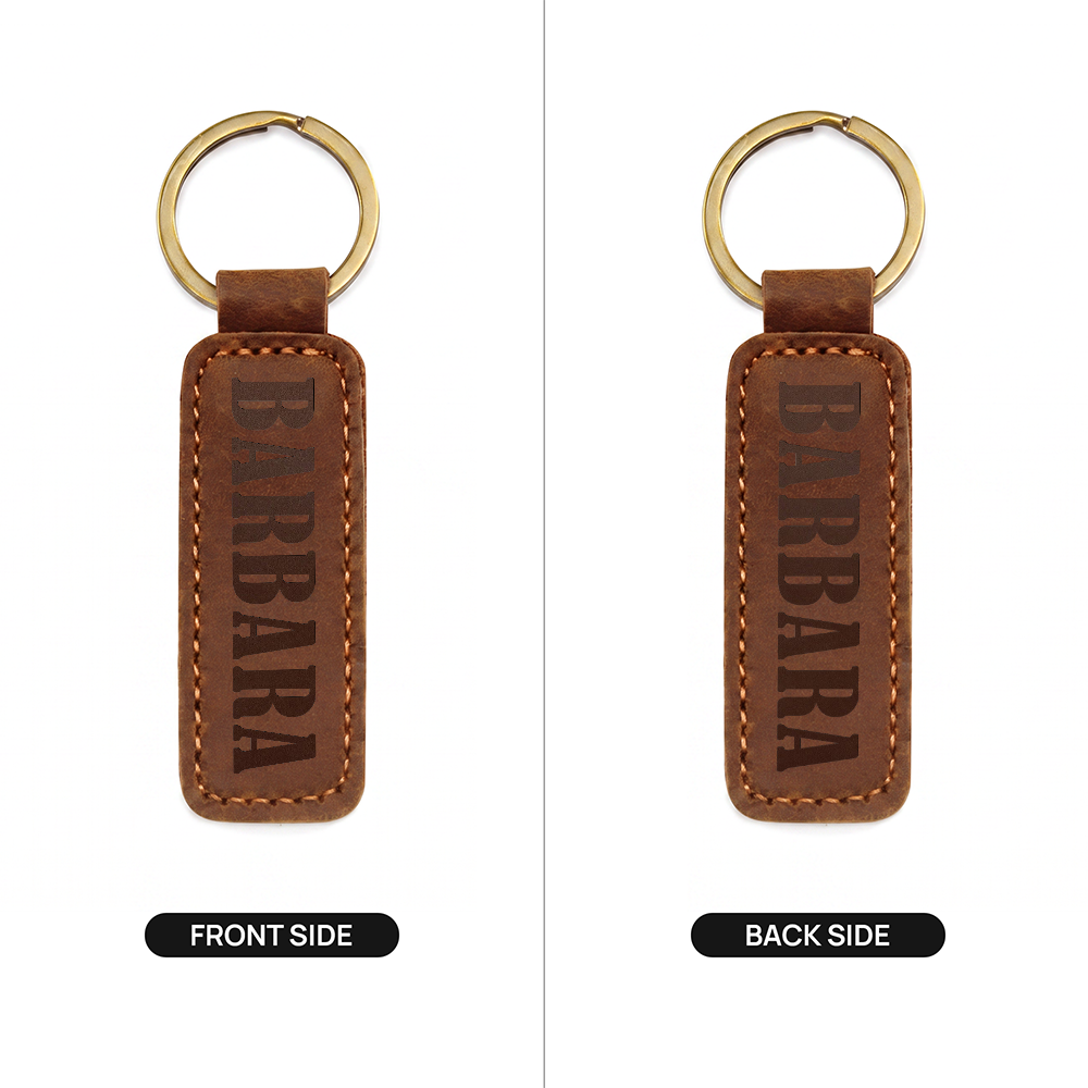 Barbara - Engraved Leather Keychain