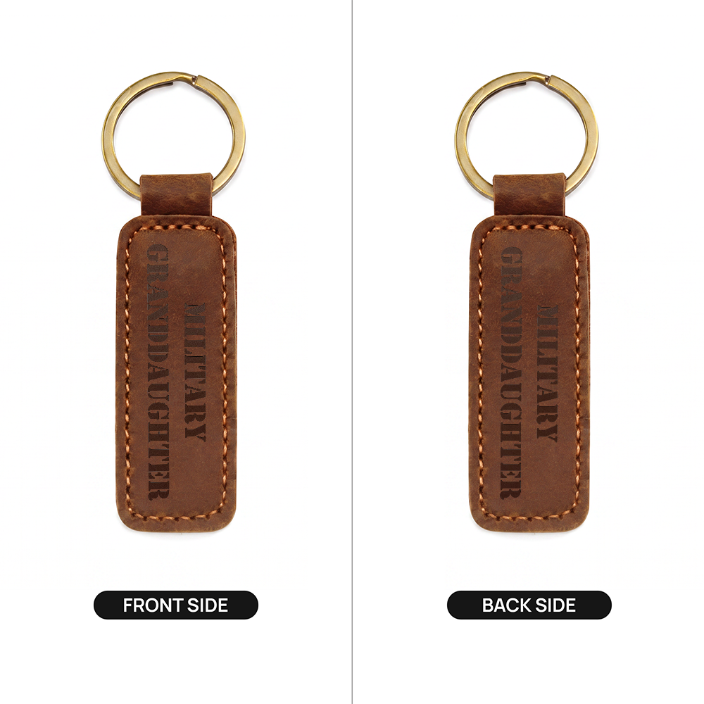 Military Granddaughter - Engraved Leather Keychain