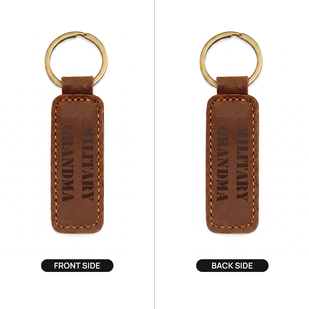 Military Grandma - Engraved Leather Keychain