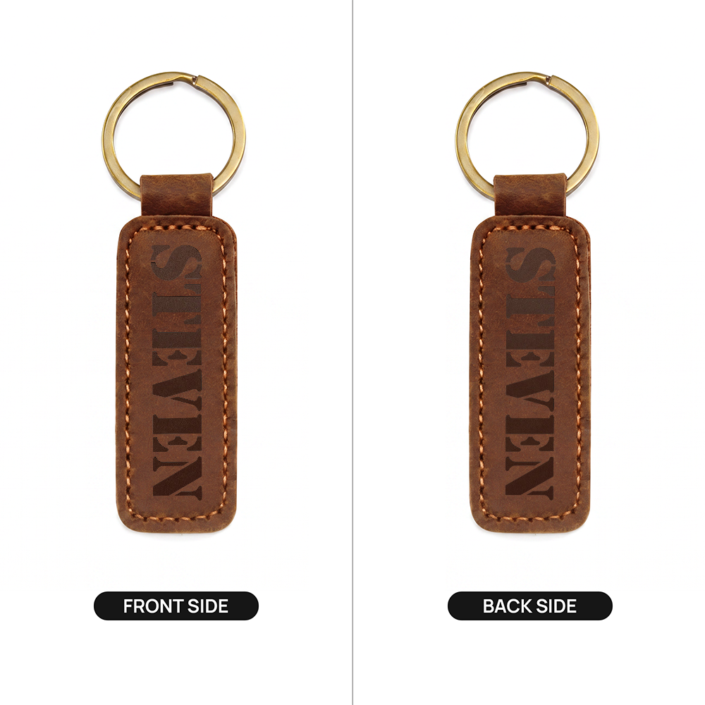 Steven - Engraved Leather Keychain