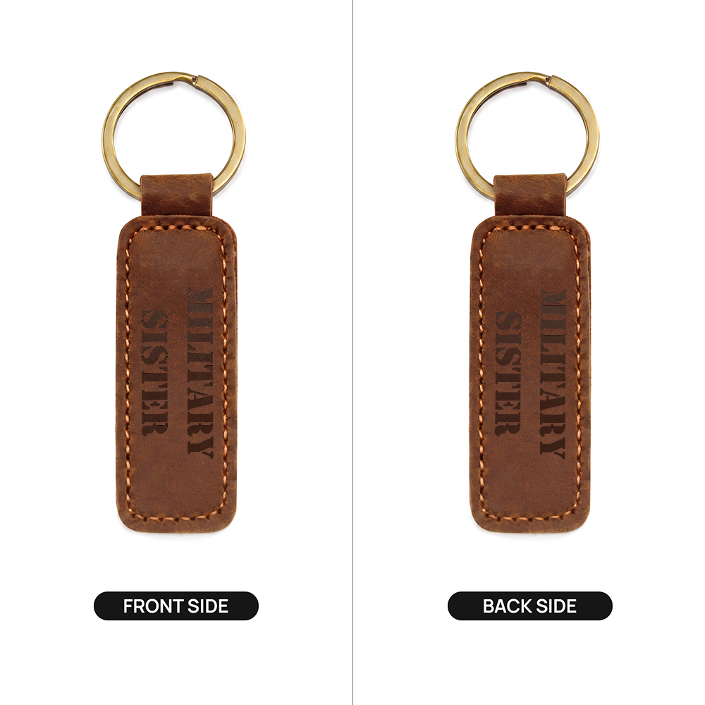 Military Sister - Engraved Leather Keychain