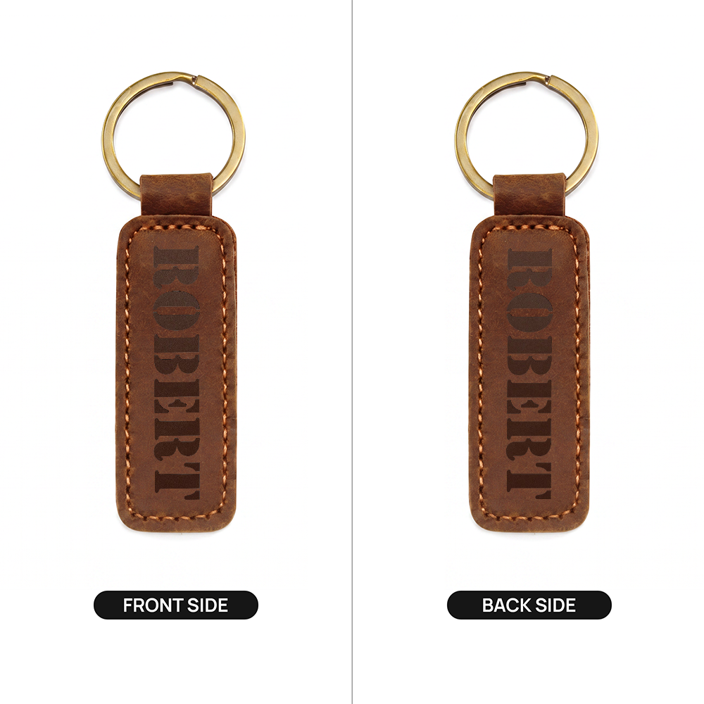 Robert - Engraved Leather Keychain