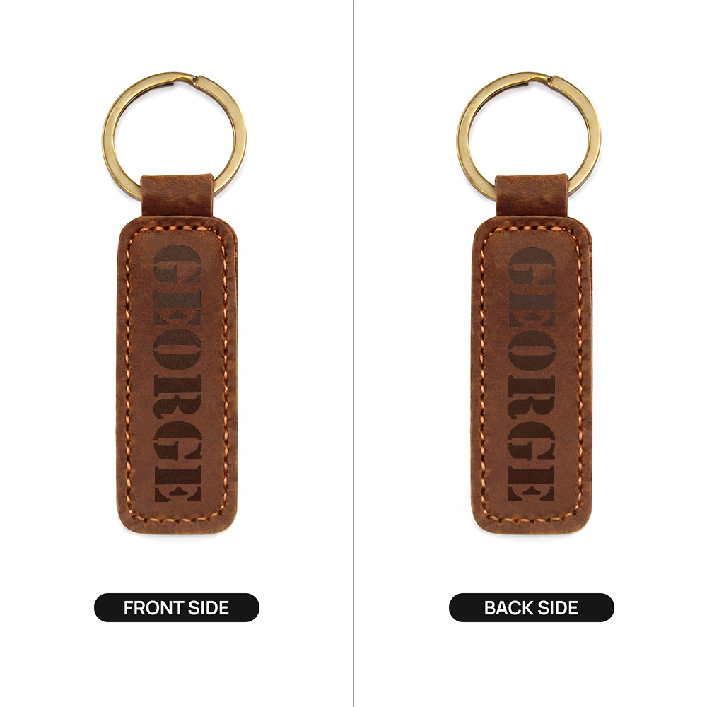 George - Engraved Leather Keychain