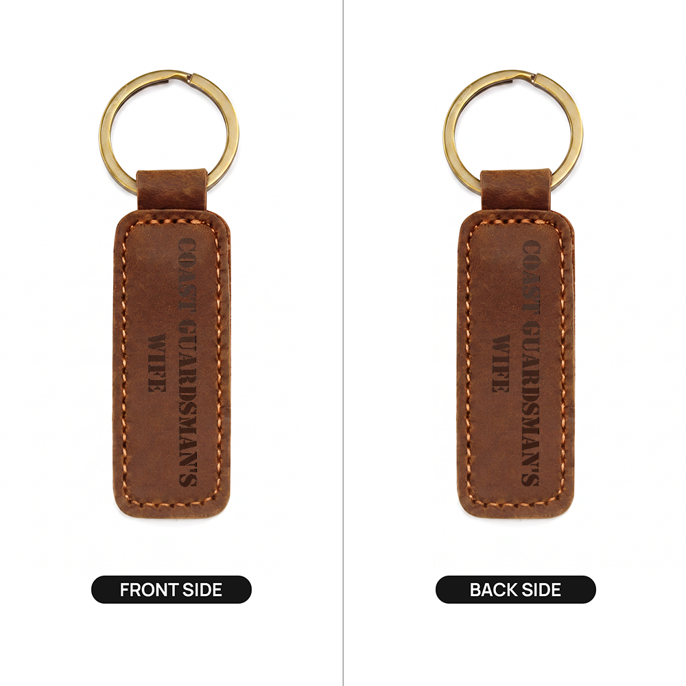 Coast Guardsman's Wife - Engraved Leather Keychain