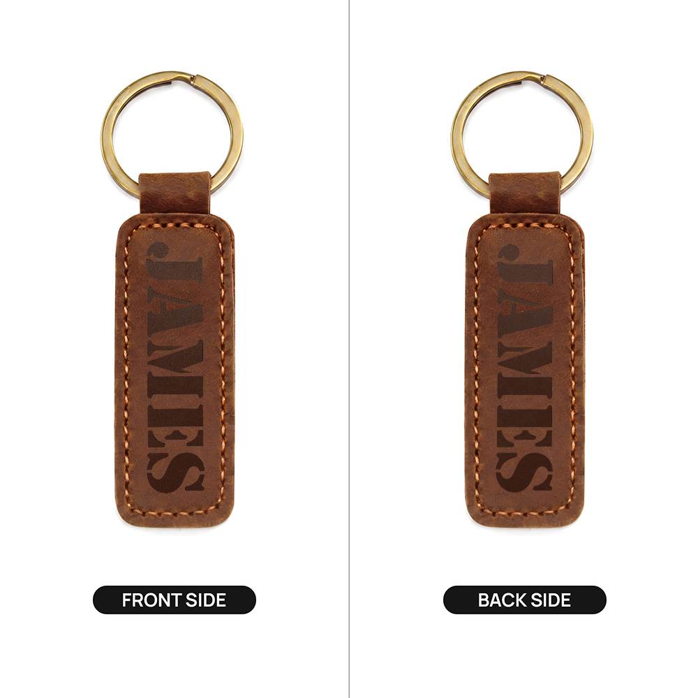 James - Engraved Leather Keychain
