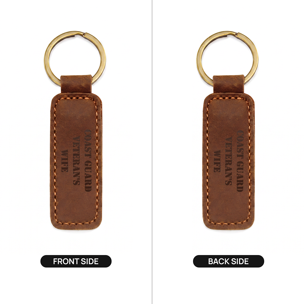 Coast Guard Veteran's Wife - Engraved Leather Keychain