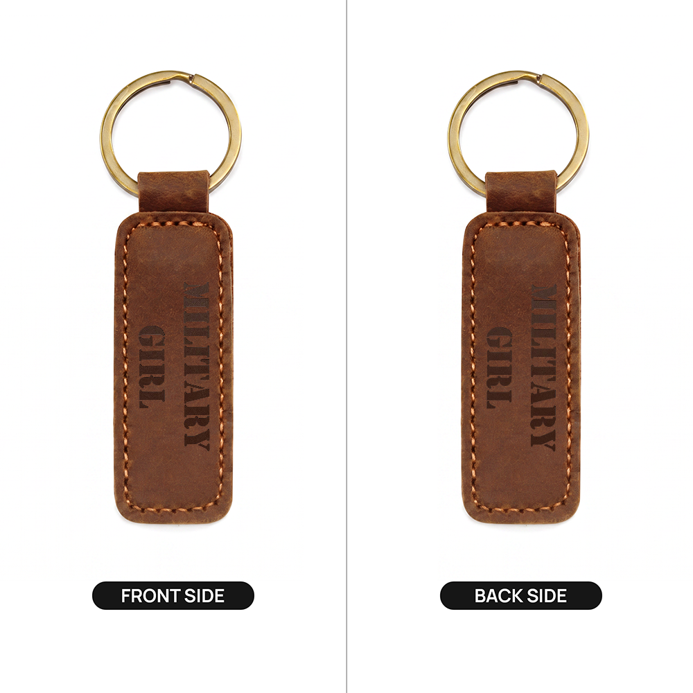 Military Girl - Engraved Leather Keychain