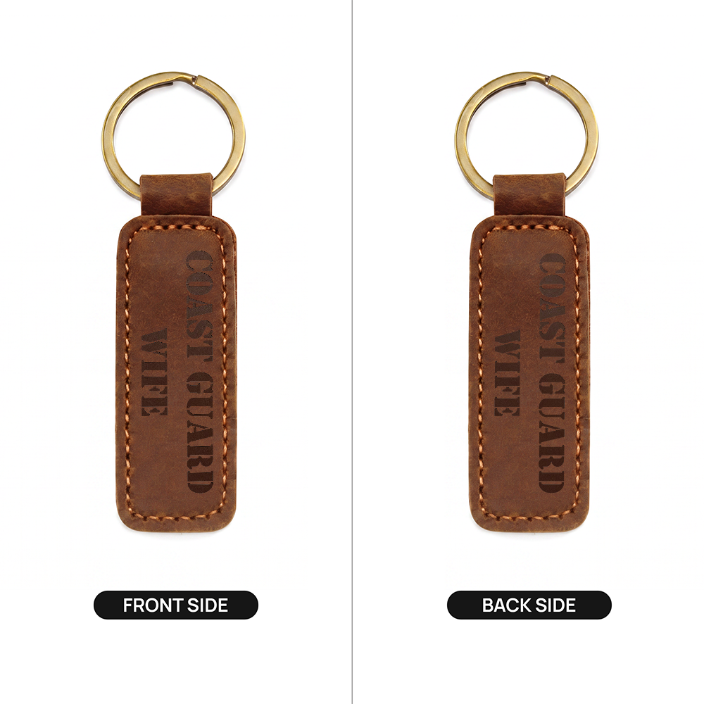 Coast Guard Wife - Engraved Leather Keychain