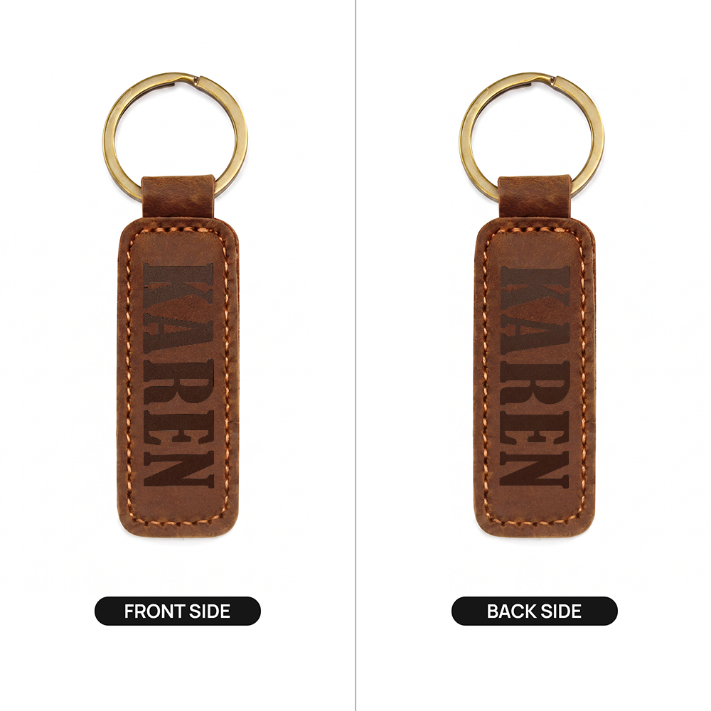 Karen - Engraved Leather Keychain