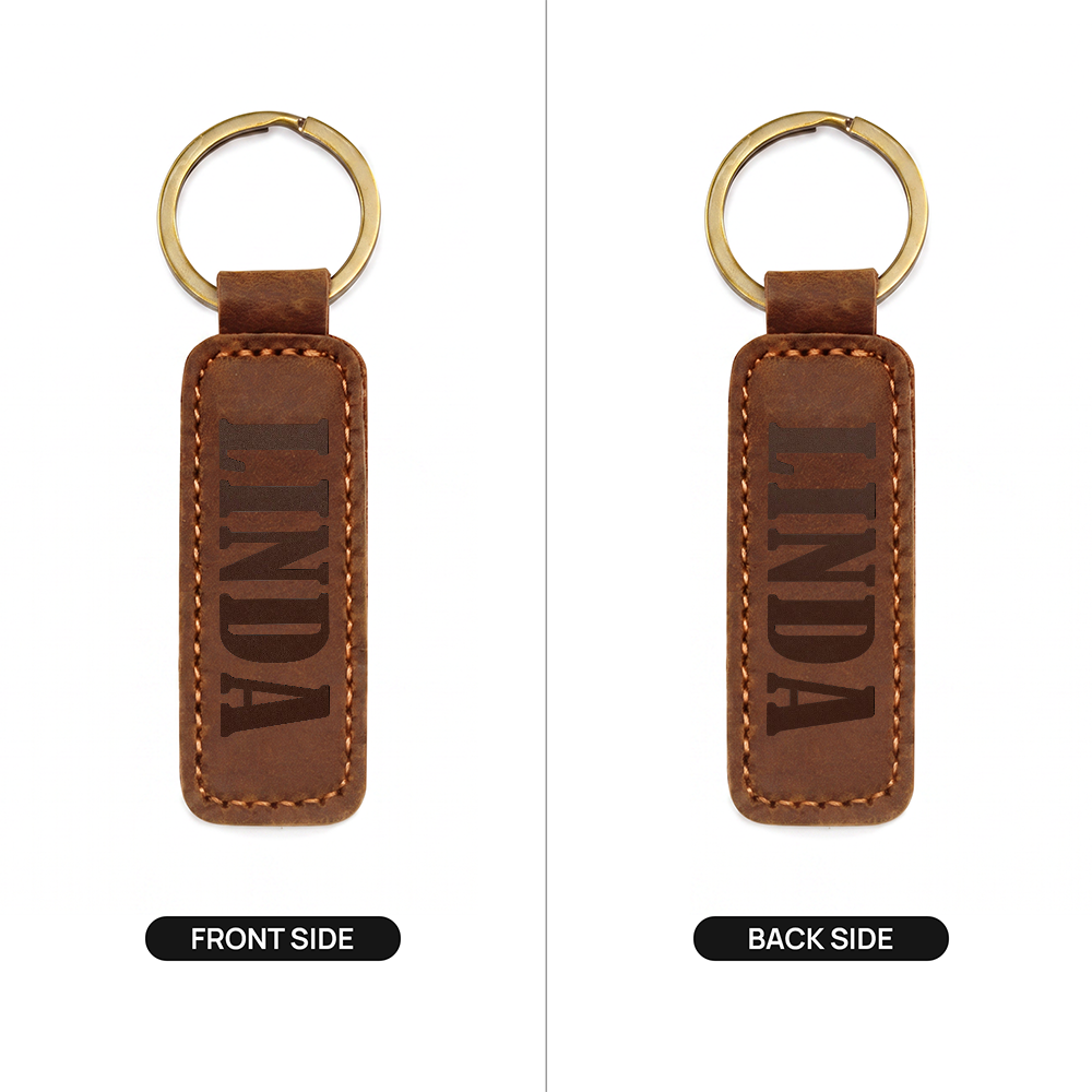 Linda - Engraved Leather Keychain