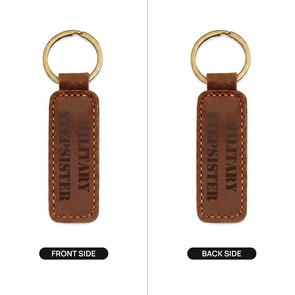 Military Stepsister - Engraved Leather Keychain
