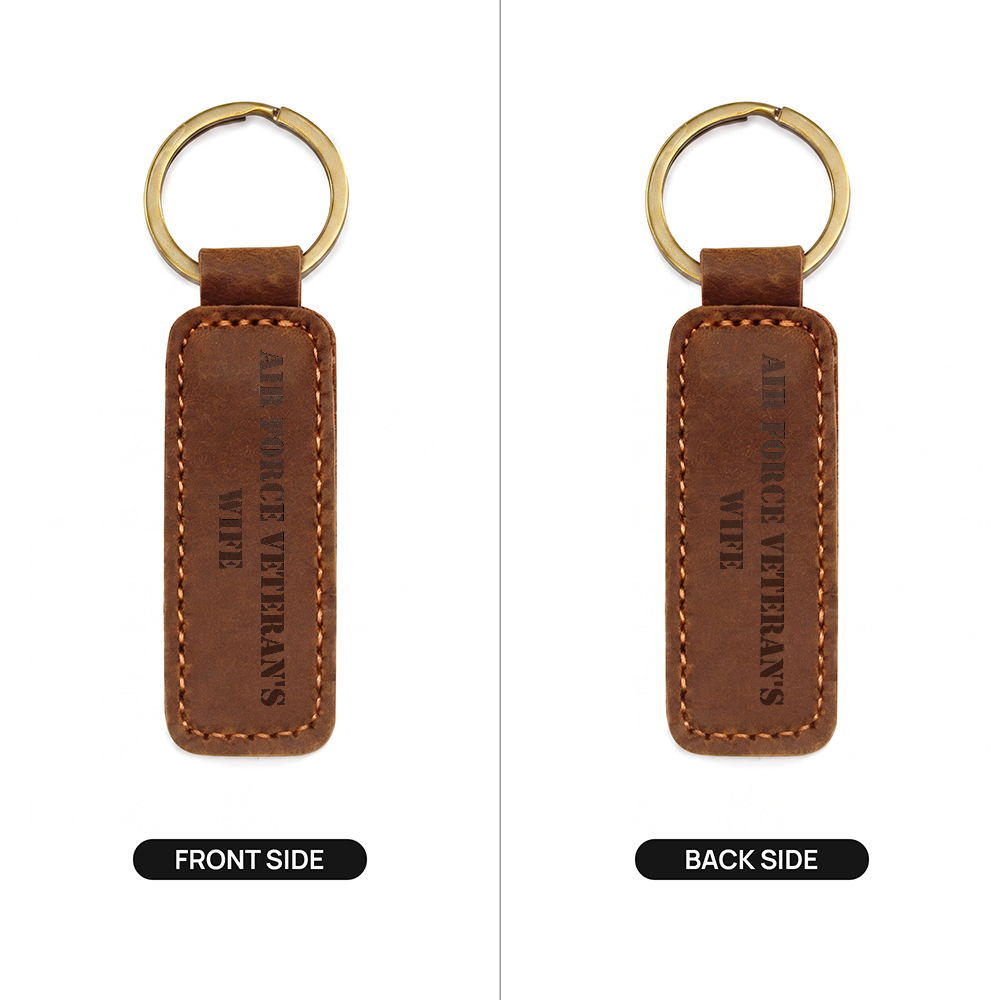 Air Force Veteran's Wife - Engraved Leather Keychain
