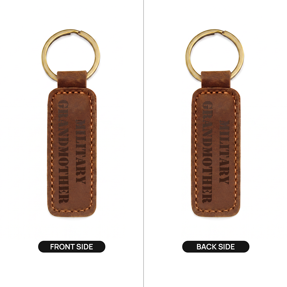 Military Grandmother - Engraved Leather Keychain