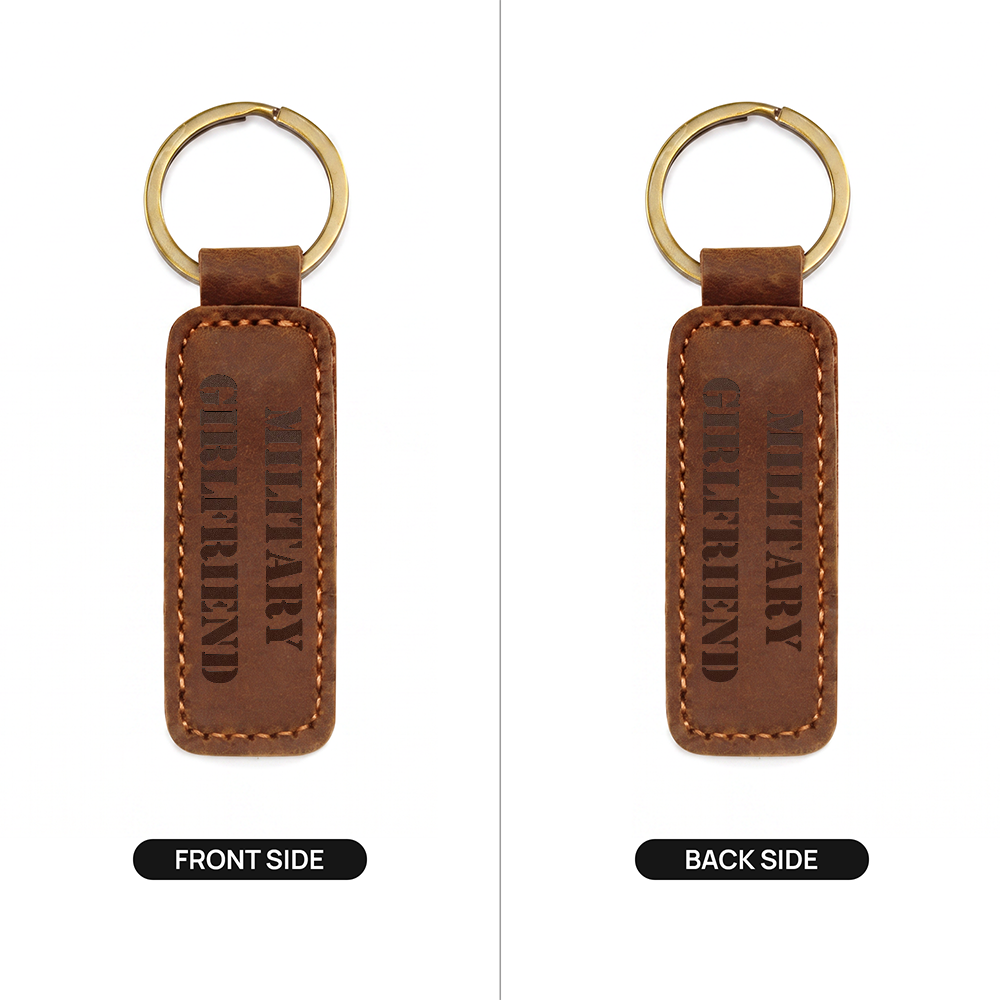 Military Girlfriend - Engraved Leather Keychain