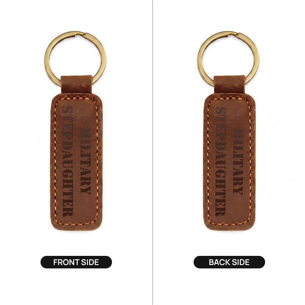 Military Stepdaughter - Engraved Leather Keychain