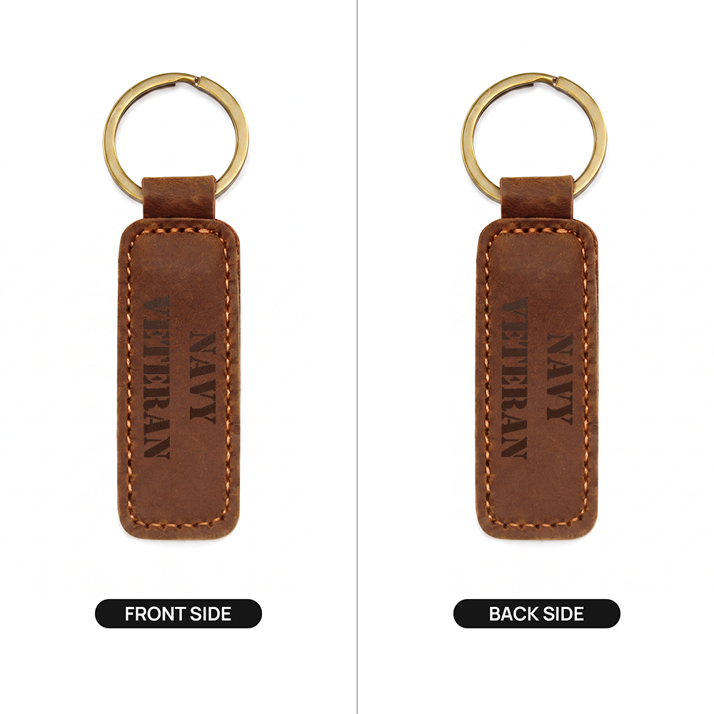 Navy Veteran - Engraved Leather Keychain