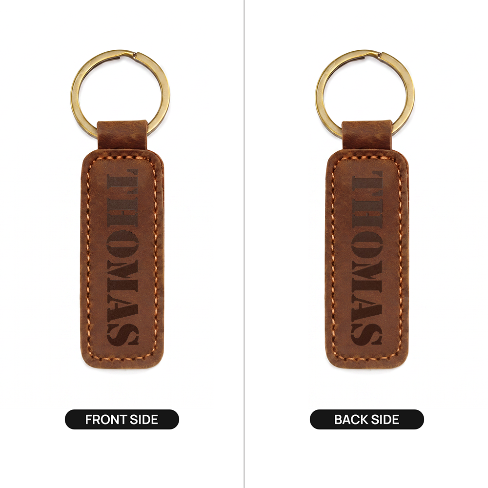 Thomas - Engraved Leather Keychain