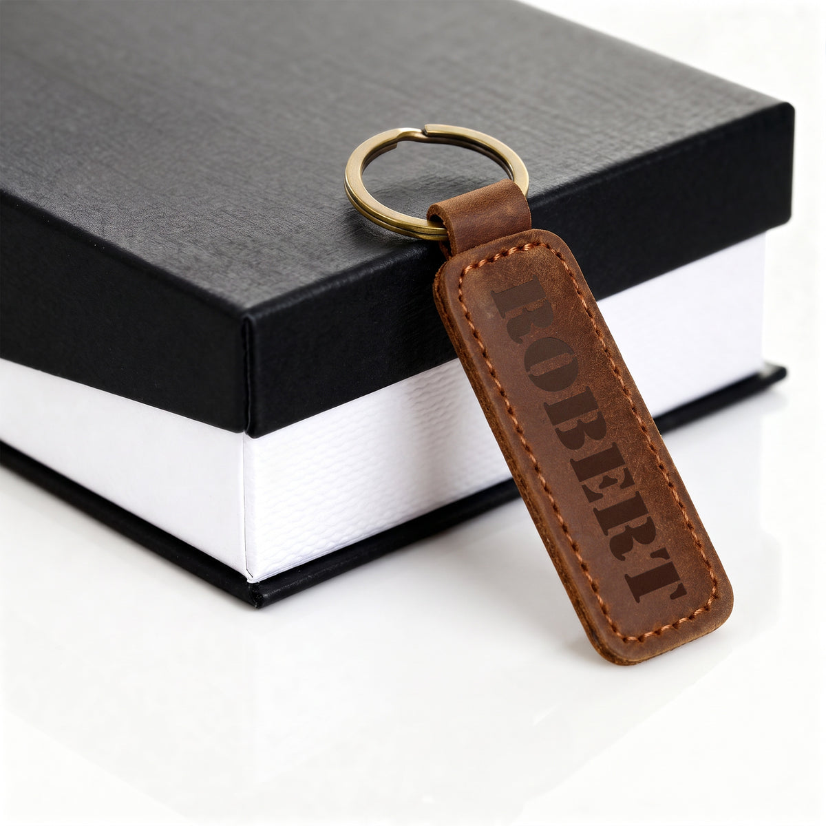 Robert - Engraved Leather Keychain