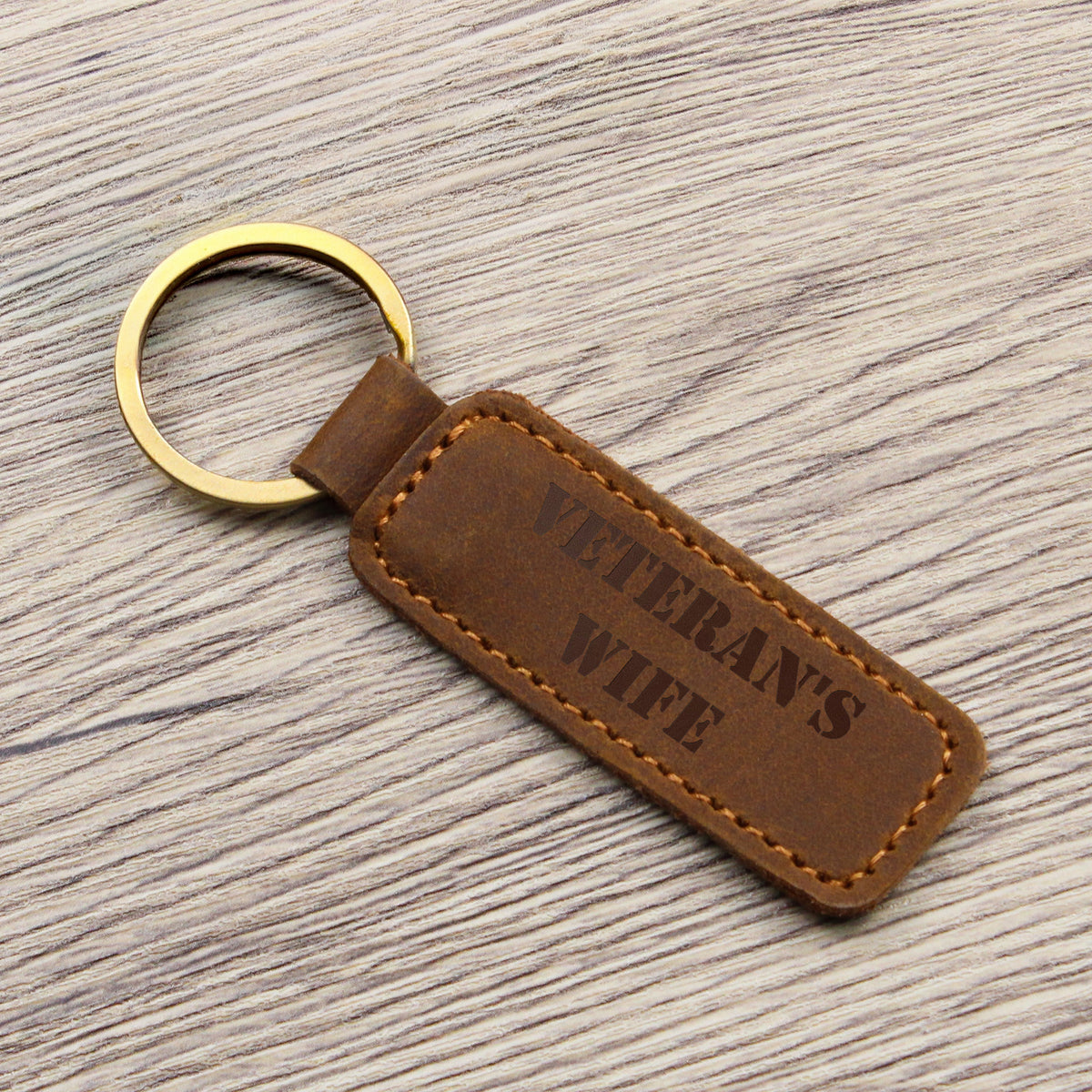 Veteran's Wife - Engraved Leather Keychain