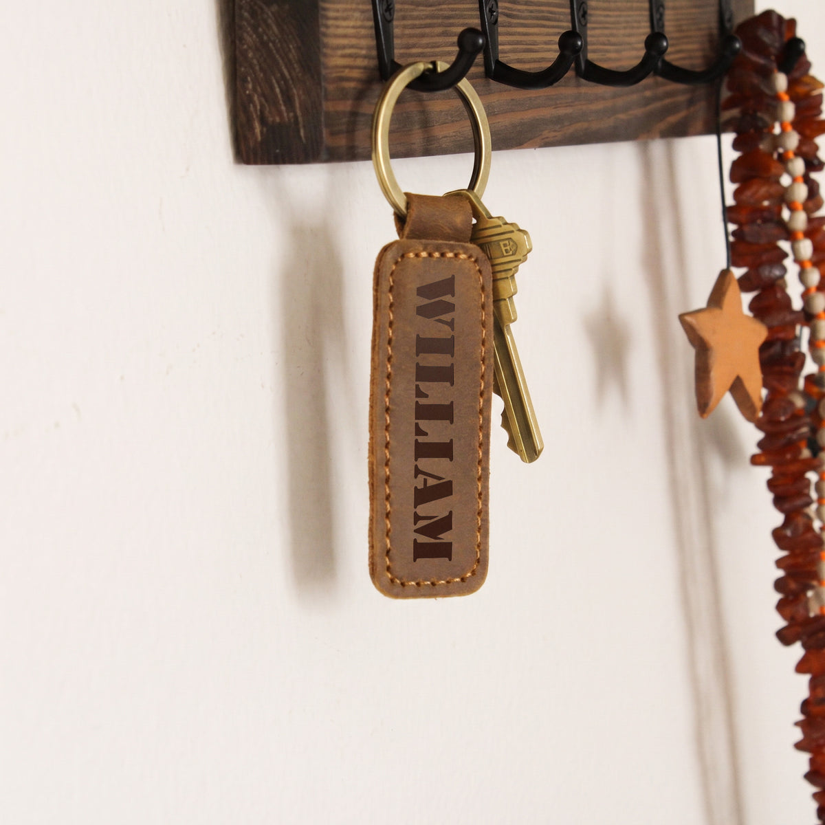 William - Engraved Leather Keychain