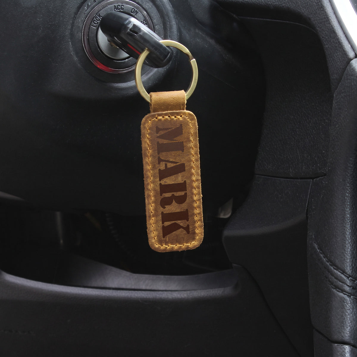 Mark - Engraved Leather Keychain