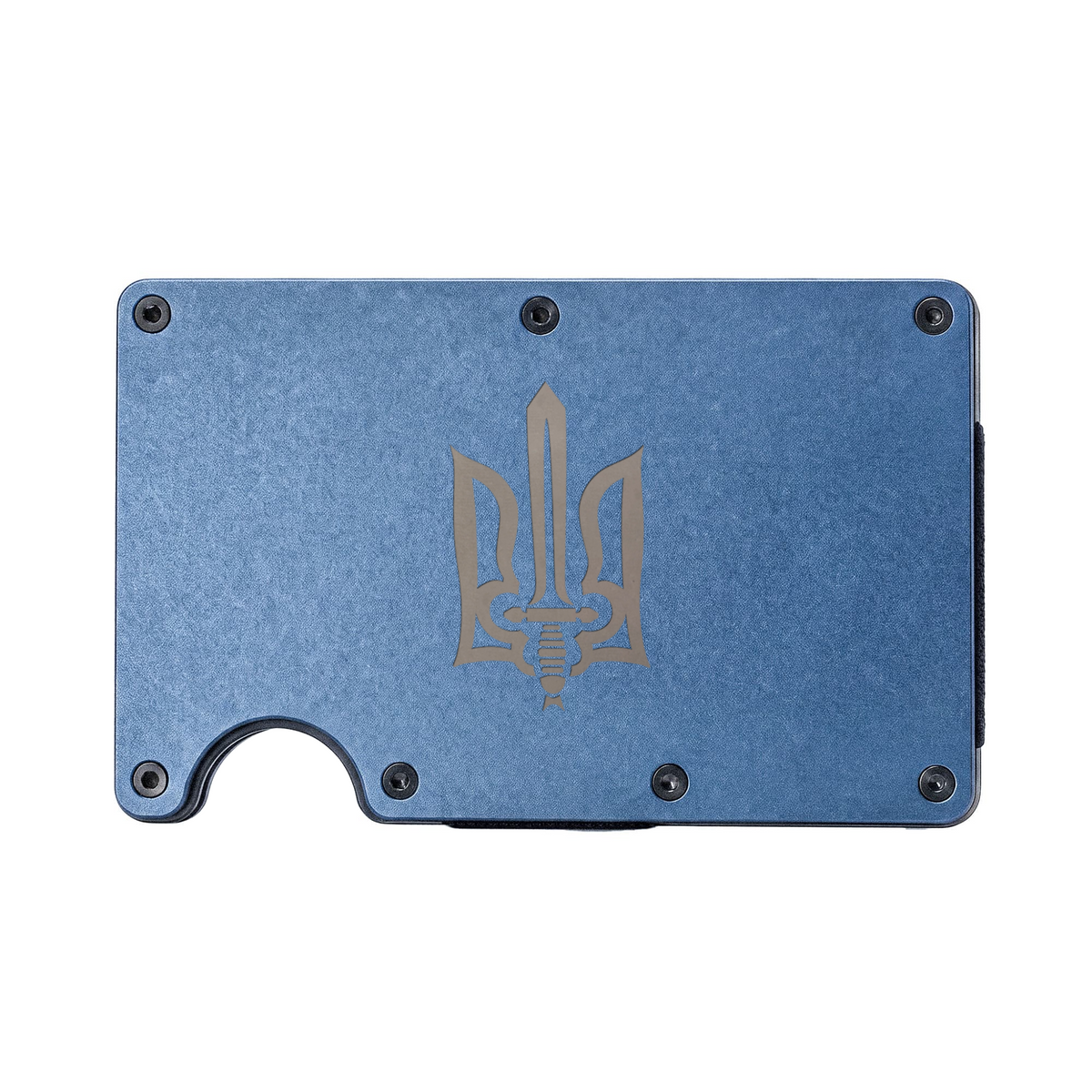 Stylized Tryzub - Engraved Metal Wallet