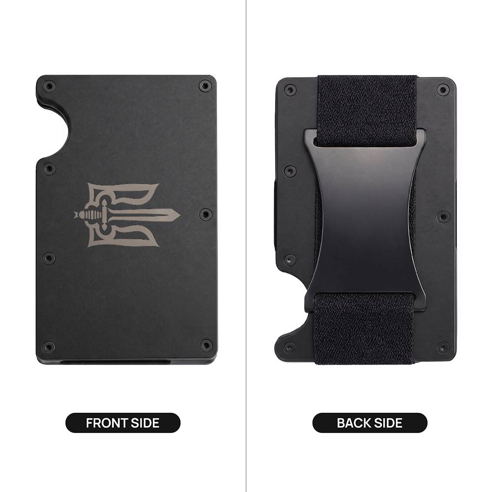 Stylized Tryzub - Engraved Metal Wallet