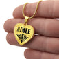 Aimee v01 - 18k Gold Finished Heart Pendant Luxury Necklace