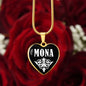 Mona v01w - 18k Gold Finished Heart Pendant Luxury Necklace