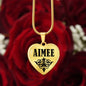 Aimee v01 - 18k Gold Finished Heart Pendant Luxury Necklace