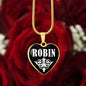 Robin v01w - 18k Gold Finished Heart Pendant Luxury Necklace