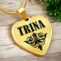 Trina v01 - 18k Gold Finished Heart Pendant Luxury Necklace