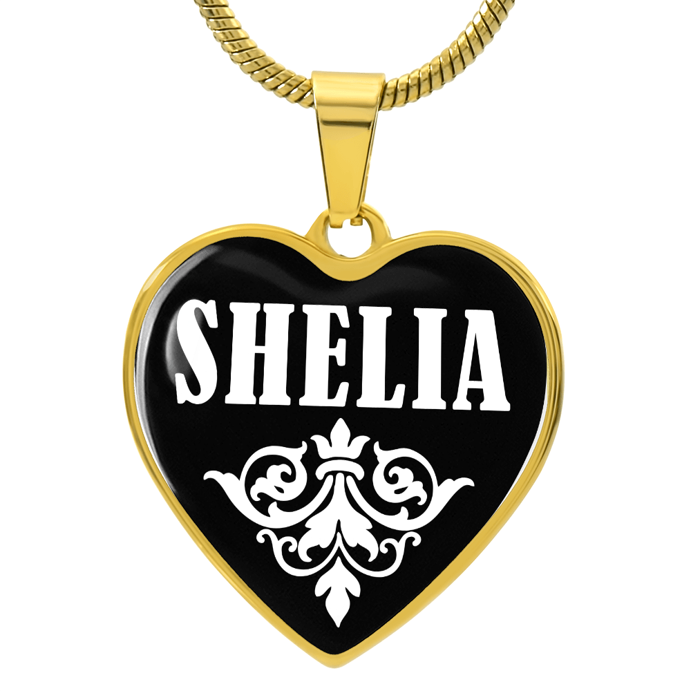Shelia v01w - 18k Gold Finished Heart Pendant Luxury Necklace
