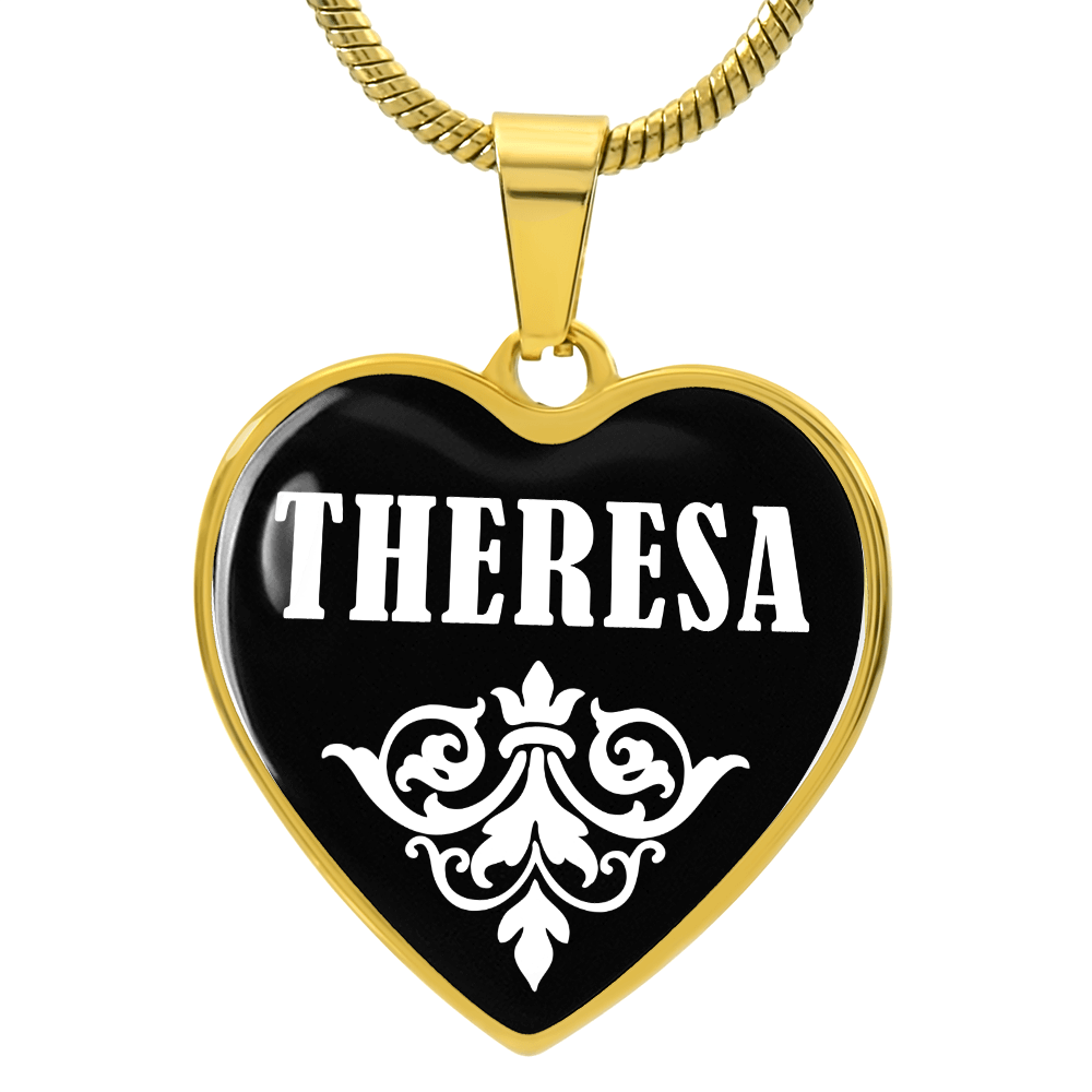 Theresa v01w - 18k Gold Finished Heart Pendant Luxury Necklace