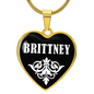 Brittney v03 - 18k Gold Finished Heart Pendant Luxury Necklace