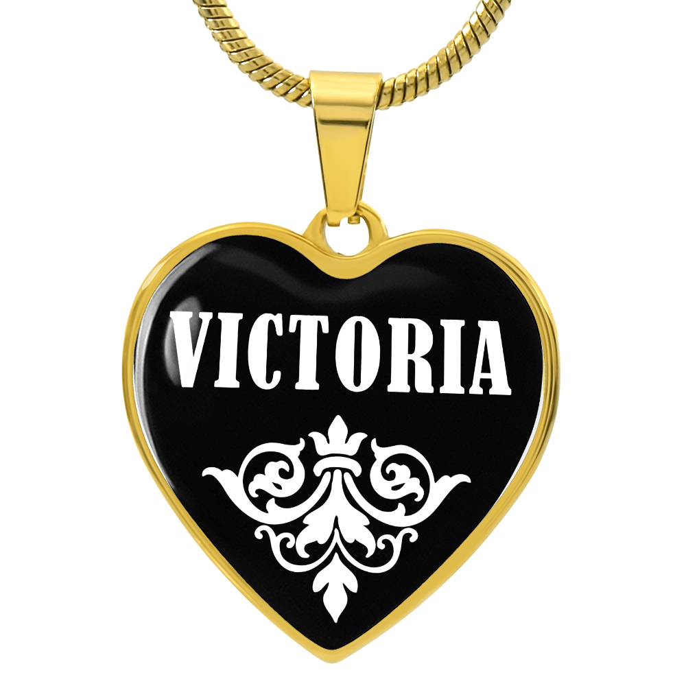 Victoria v01w - 18k Gold Finished Heart Pendant Luxury Necklace