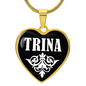 Trina v03 - 18k Gold Finished Heart Pendant Luxury Necklace