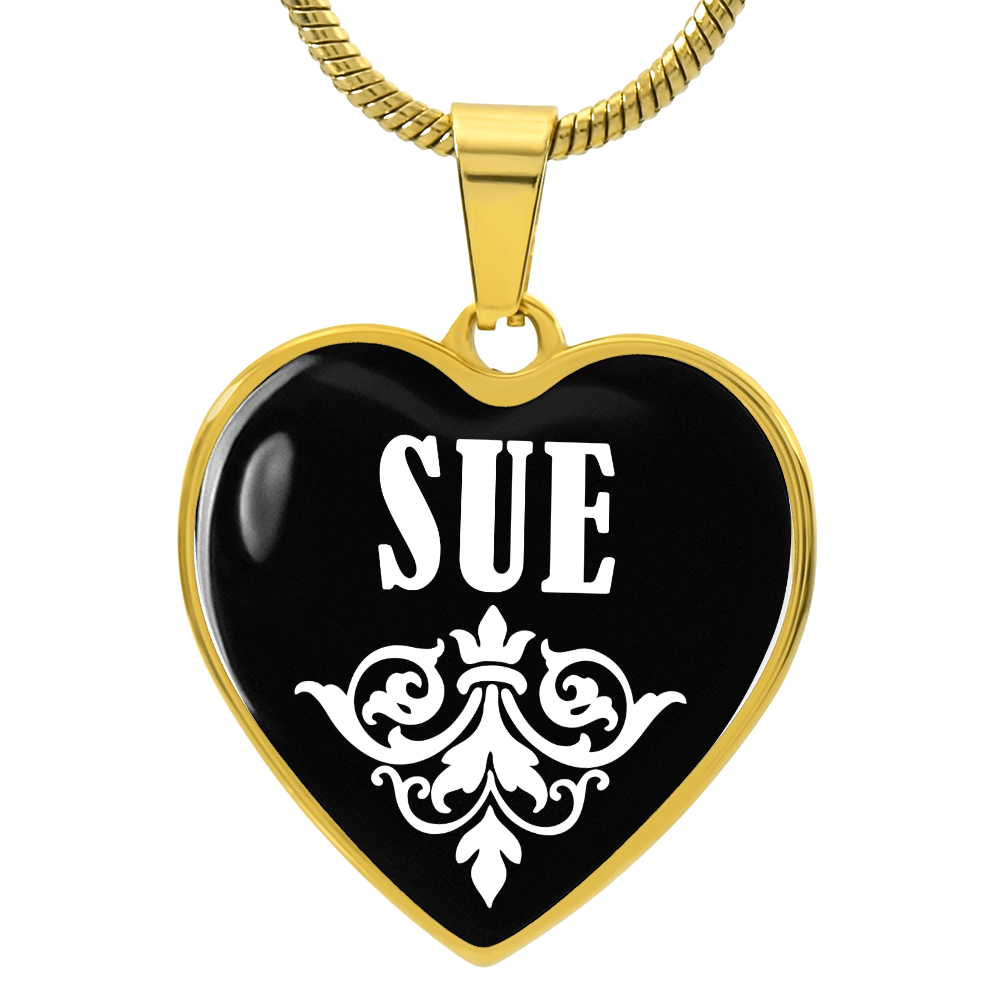 Sue v01w - 18k Gold Finished Heart Pendant Luxury Necklace