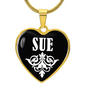 Sue v01w - 18k Gold Finished Heart Pendant Luxury Necklace