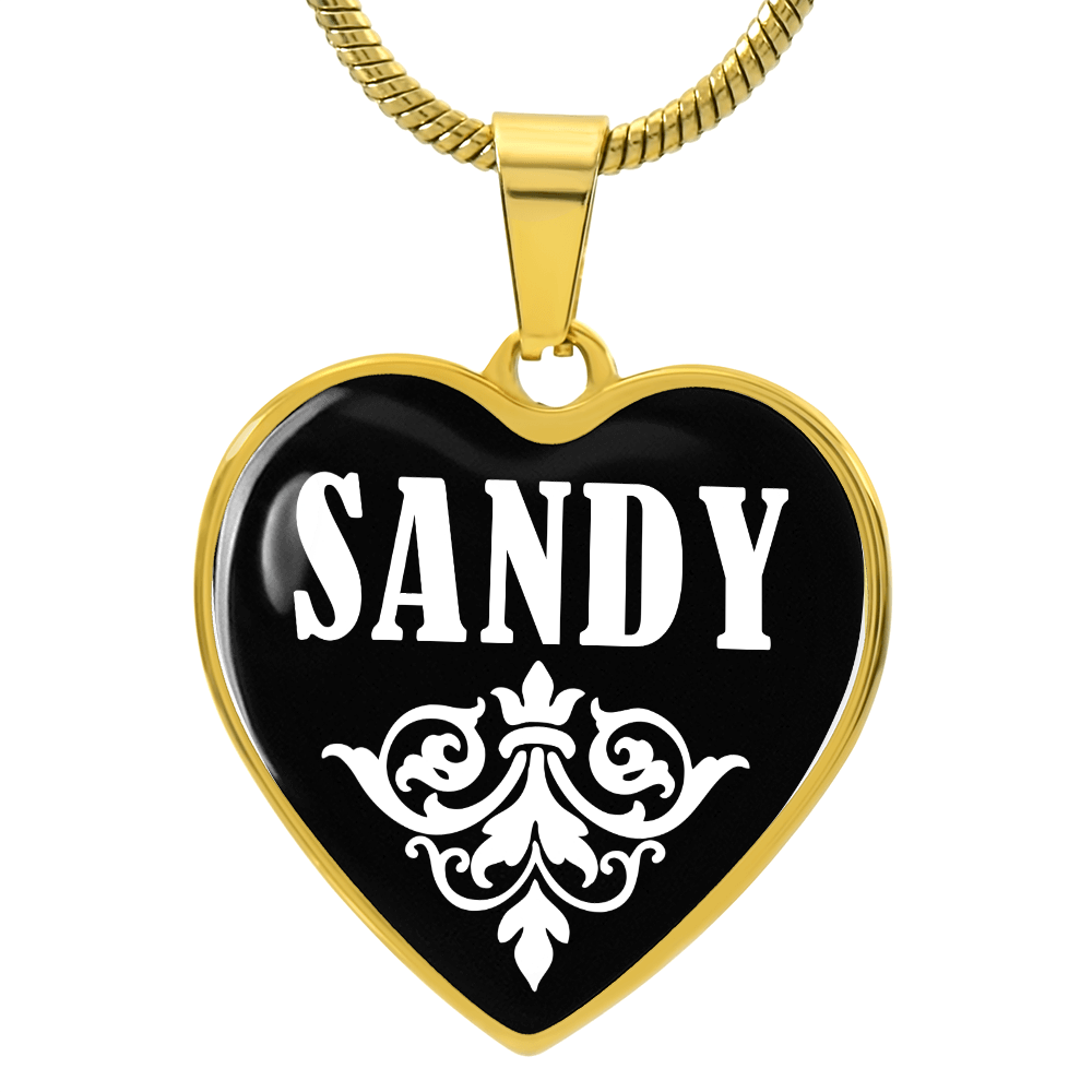 Sandy v01w - 18k Gold Finished Heart Pendant Luxury Necklace